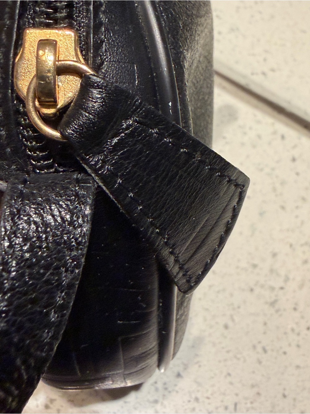 Fendi Black Leather Shoulder Bag with Embossed Center Stripe - Picture 7 of 11